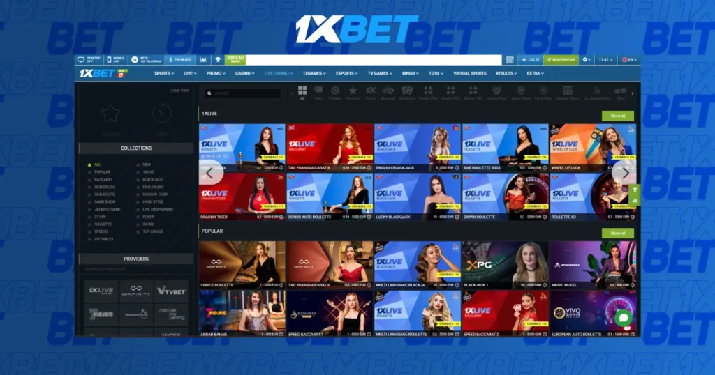 Games with Live Dealers at Live Casino 1xBet in Singapore