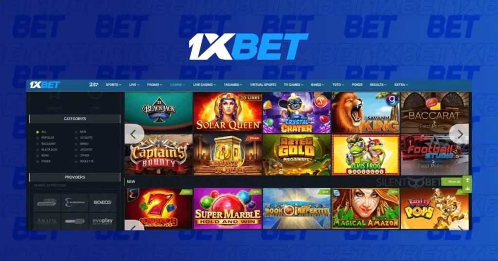 Variety of slot games at 1xBet Singapore